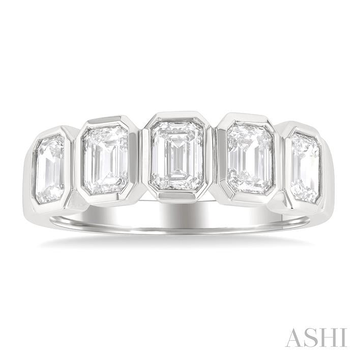 ASHI Emerald Shape Bezel Set Diamond Band 368J0PPFGWG-OC-1.50