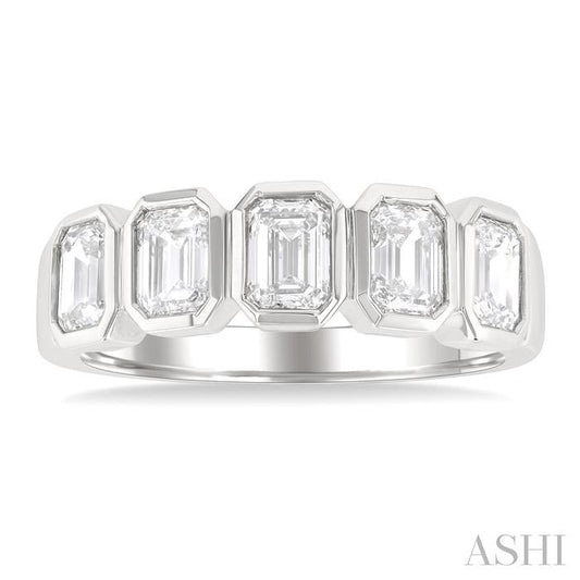 ASHI Emerald Shape Bezel Set Diamond Band 368J0PPFGWG-OC-1.50