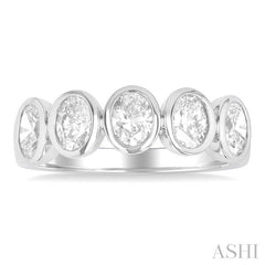 ASHI 5 Stone Oval Shape Bezel Set Diamond Band 368J0PPFGWG-OV-1.50