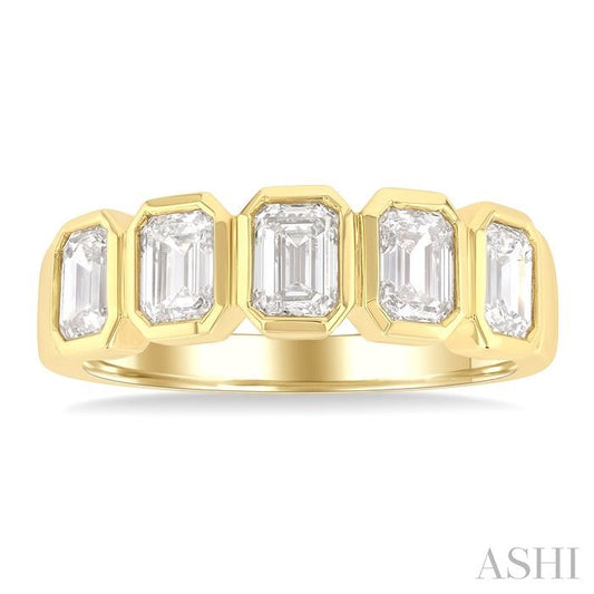 ASHI Emerald Shape Bezel Set Diamond Band 368J0PPFGYG-OC-1.50