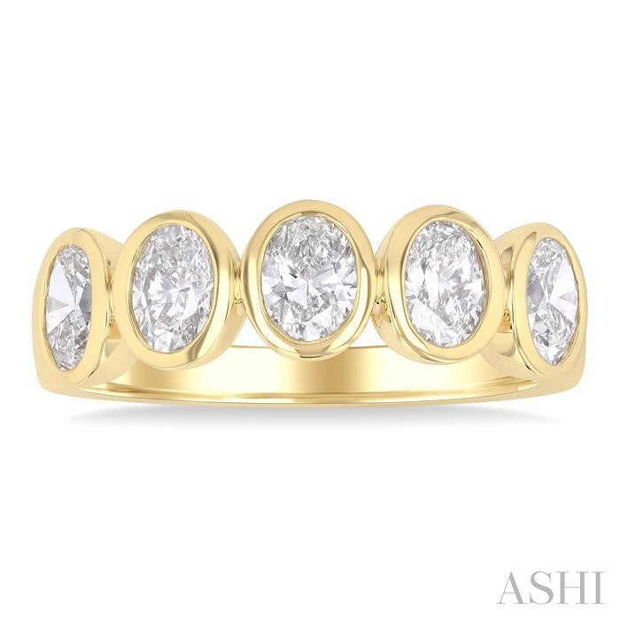 ASHI 5 Stone Oval Shape Bezel Set Diamond Band 368J0PPFGYG-OV-1.50