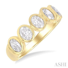 ASHI 5 Stone Oval Shape Bezel Set Diamond Band 368J0PPFGYG-OV-2.00
