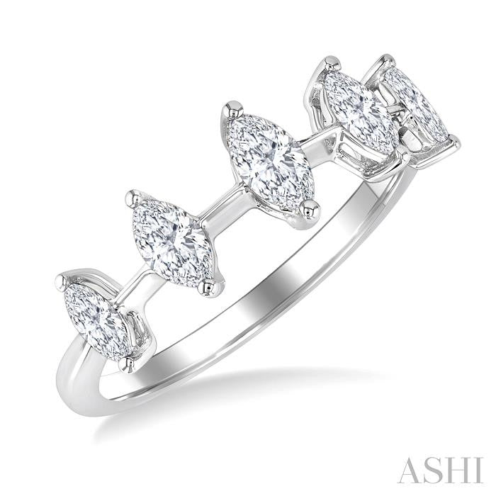 ASHI Marquise Shape 5 Stone Half Eternity Diamond Fashion Band 368K2PPFGWG-MQ