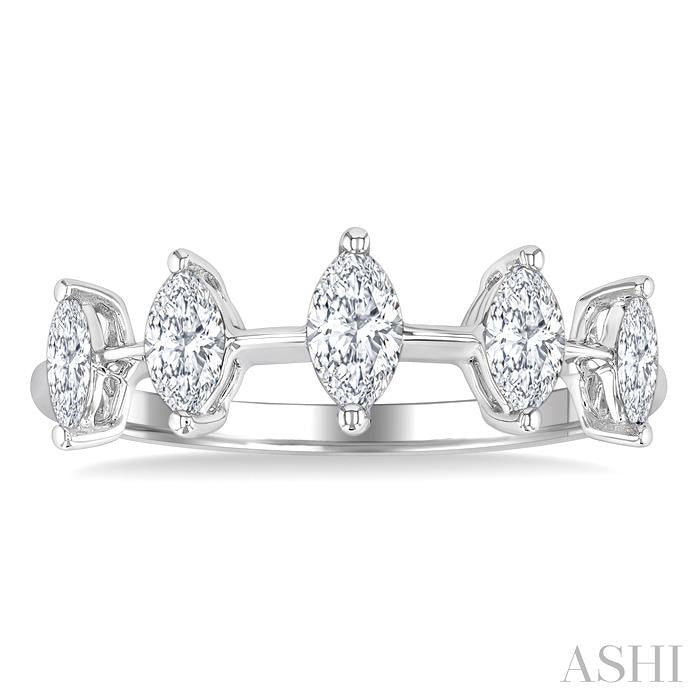 ASHI Marquise Shape 5 Stone Half Eternity Diamond Fashion Band 368K2PPFGWG-MQ
