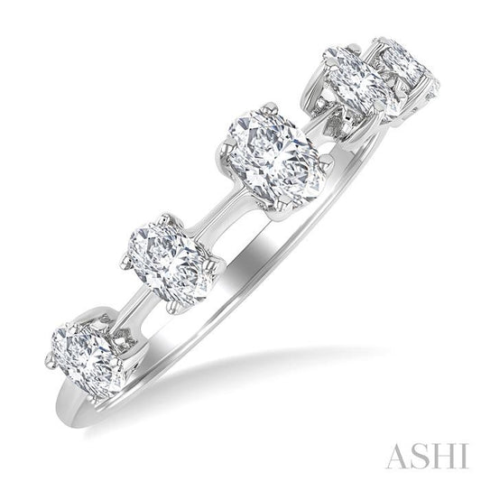 ASHI Oval Shape 5 Stone Half Eternity Diamond Fashion Band 368K2PPFGWG-OV