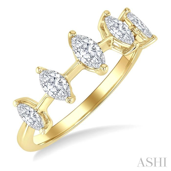 ASHI Marquise Shape 5 Stone Half Eternity Diamond Fashion Band 368K2PPFGYG-MQ