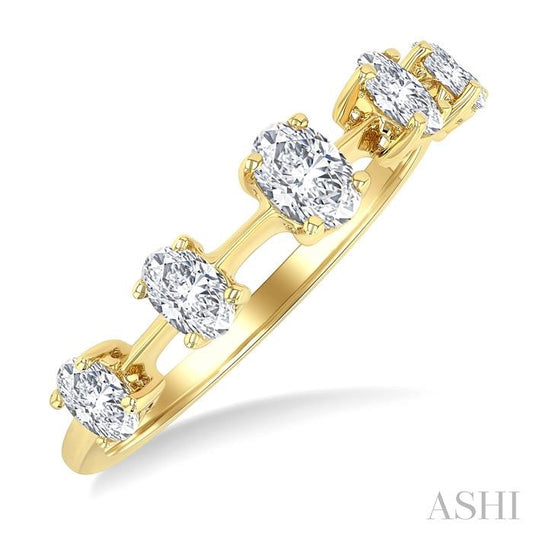 ASHI Oval Shape 5 Stone Half Eternity Diamond Fashion Band 368K2PPFGYG-OV