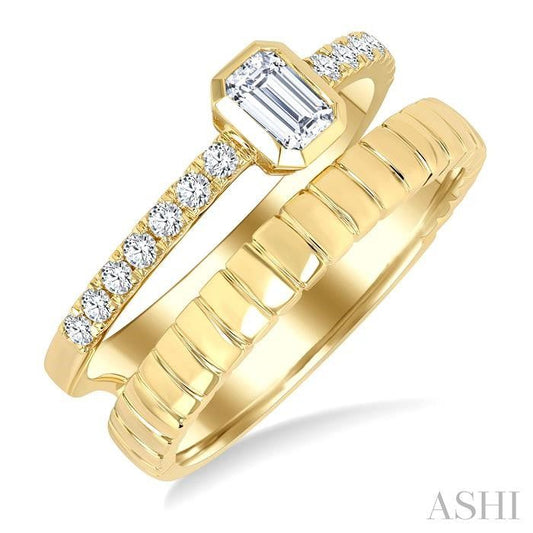 ASHI Emerald Shape Bezel Diamond Fashion Open Ring 368V3PPFGYG