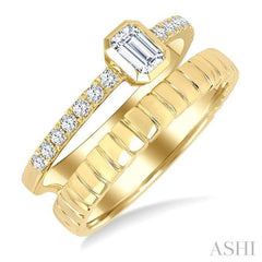 ASHI Emerald Shape Bezel Diamond Fashion Open Ring 368V3PPFGYG