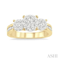 ASHI Round Shape Past Present & Future Lovebright Essential Diamond Ring 36913PPFGYW
