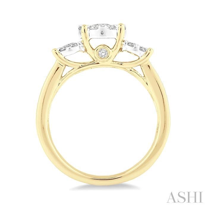 ASHI Round Shape Past Present & Future Lovebright Essential Diamond Ring 36913PPFGYW