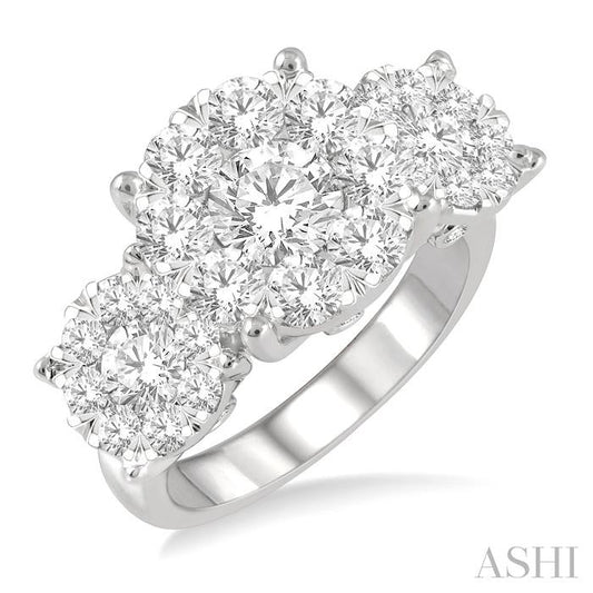 ASHI Round Shape Past Present & Future Lovebright Essential Diamond Engagement Ring 36920PPFGWG-3.00