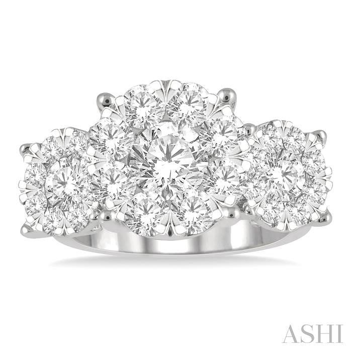 ASHI Round Shape Past Present & Future Lovebright Essential Diamond Engagement Ring 36920PPFGWG-3.00