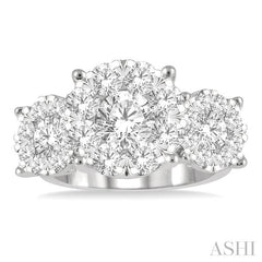 ASHI Round Shape Past Present & Future Lovebright Essential Diamond Engagement Ring 36920PPFGWG-3.00