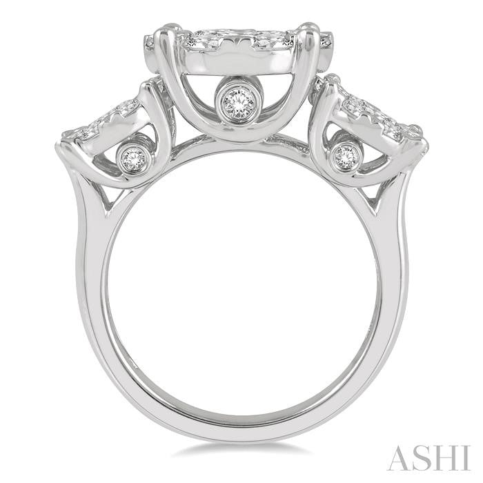 ASHI Round Shape Past Present & Future Lovebright Essential Diamond Engagement Ring 36920PPFGWG-3.00