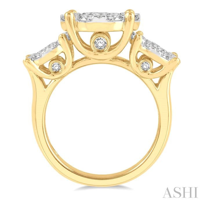 ASHI Round Shape Past Present & Future Lovebright Essential Diamond Engagement Ring 36920PPFGYW-3.00