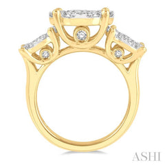 ASHI Round Shape Past Present & Future Lovebright Essential Diamond Engagement Ring 36920PPFGYW-3.00