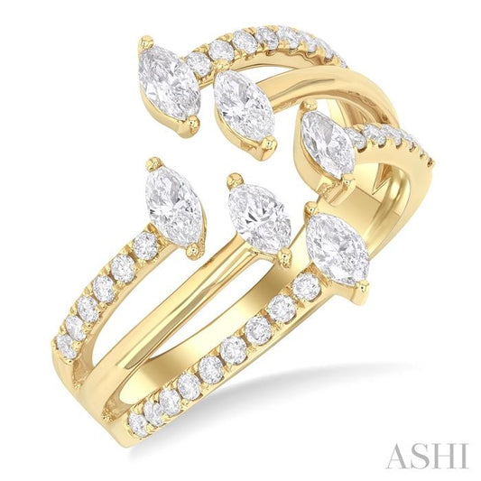 ASHI Marquise Shape Diamond Fashion Open Ring 369J2PPFGYG