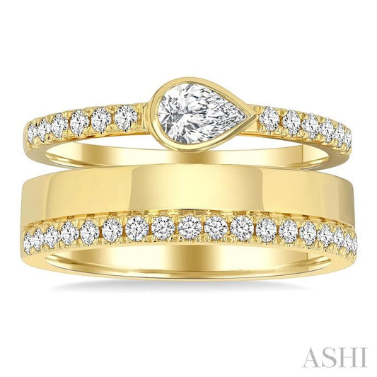 ASHI Pear Shape Bezel Diamond Fashion Open Ring 369V2PPFGYG