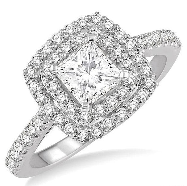 Parkplace Jewelers Princess Shape Halo Diamond Engagement Ring 243H3PPFHWG-LE