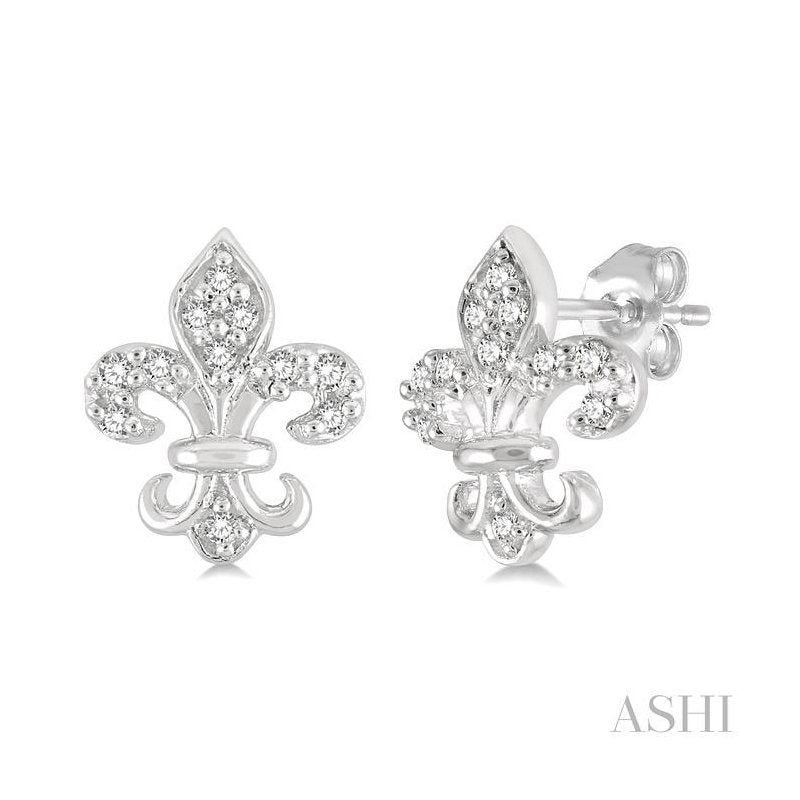 ASHI Fleur De Lis Petite Diamond Fashion Earrings 644C9PPTSERWG