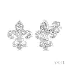 ASHI Fleur De Lis Petite Diamond Fashion Earrings 644C9PPTSERWG