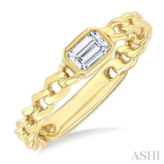 ASHI Emerald Shape Bezel Curb Diamond Fashion Ring 370X7PPFGYG-OC