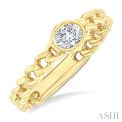 ASHI Oval Shape Bezel Curb Diamond Fashion Ring 370X7PPFGYG-OV