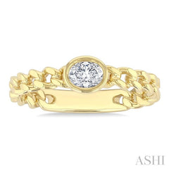 ASHI Oval Shape Bezel Curb Diamond Fashion Ring 370X7PPFGYG-OV