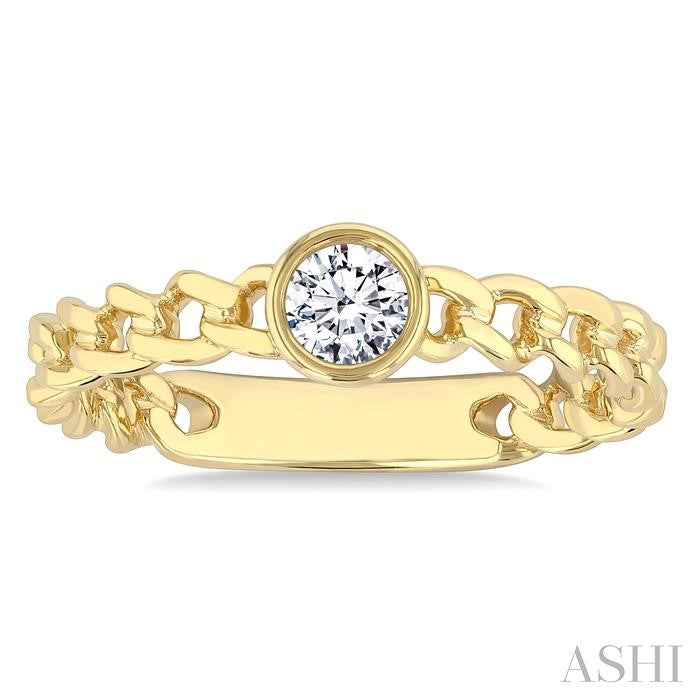 ASHI Round Shape Bezel Curb Diamond Fashion Ring 370X7PPFGYG-RD