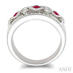 ASHI Princess Shape Gemstone & Diamond Fashion Band 37134PPFHRBWG