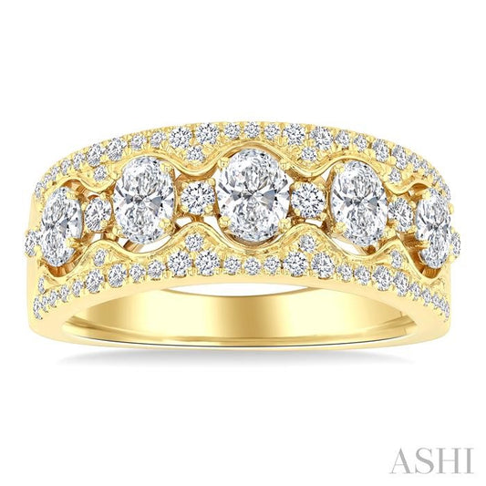 ASHI Oval Shape 5 Stone Diamond Fashion Band 371J0PPFGYG-1.20