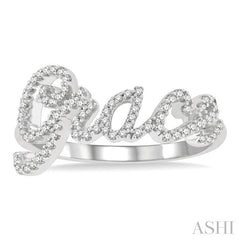 ASHI Script 'Grace' Diamond Name Ring 371P6PPTSWG
