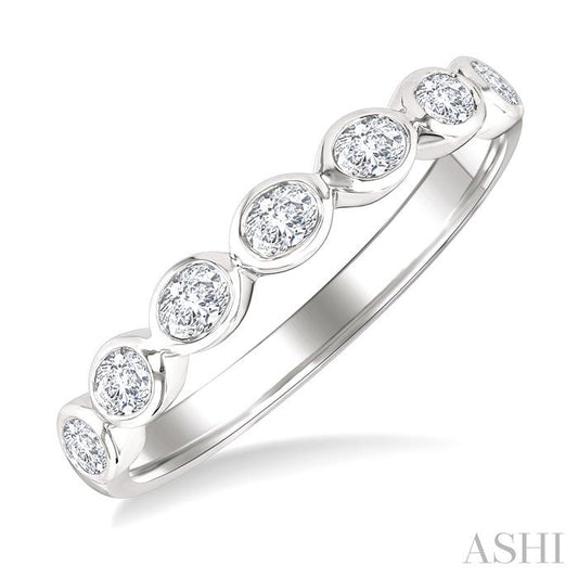 ASHI Oval Shape East-West Bezel Set Diamond Fashion Band 372E2PPFHWG-OV