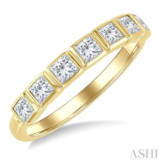 ASHI Princess Shape Bezel Set Diamond Fashion Band 372E3PPFGYG-PRN
