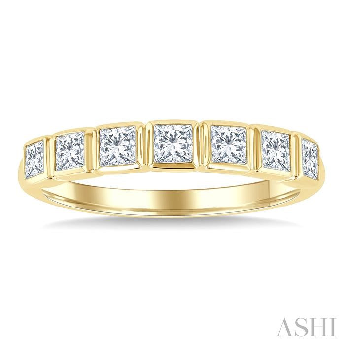 ASHI Princess Shape Bezel Set Diamond Fashion Band 372E3PPFGYG-PRN