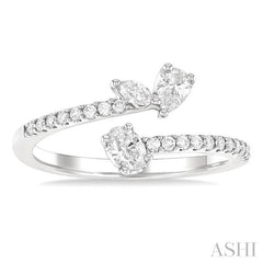 ASHI 3 Stone Mixed Shape Diamond Fashion Open Ring 373L3PPFGWG