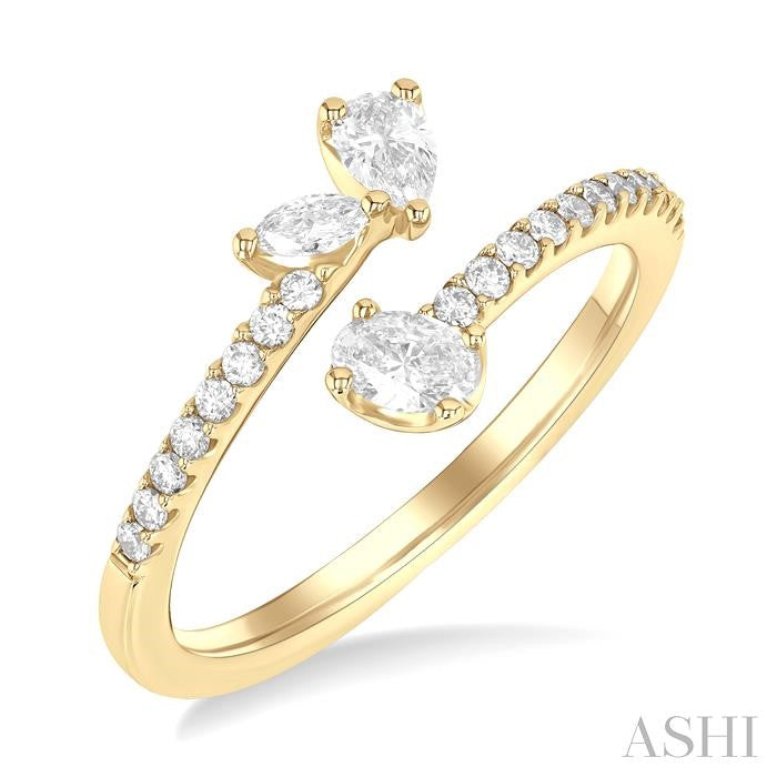ASHI 3 Stone Mixed Shape Diamond Fashion Open Ring 373L3PPFGYG