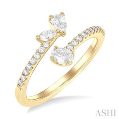 ASHI 3 Stone Mixed Shape Diamond Fashion Open Ring 373L3PPFGYG
