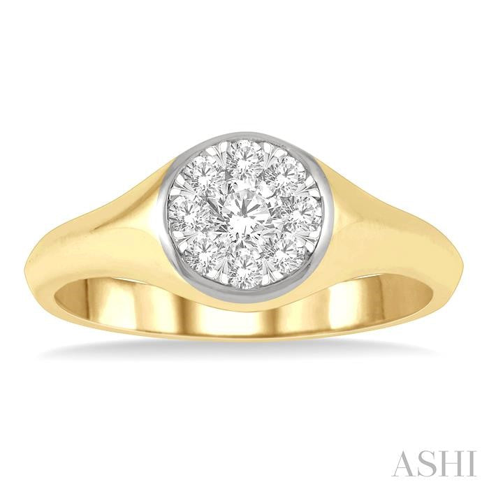 ASHI Round Shape Lovebright Essential Diamond Signet Ring 373M5PPFHYW