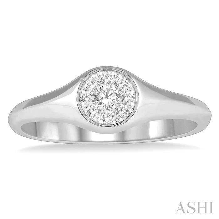 ASHI Round Shape Lovebright Essential Diamond Signet Ring 373M6PPFGWG