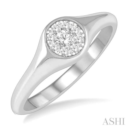 ASHI Round Shape Lovebright Essential Diamond Signet Ring 373M6PPFHWG