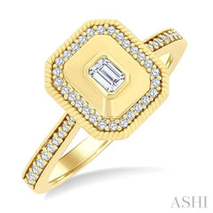 ASHI Emerald Shape Art Deco Diamond Fashion Ring 373W5PPFGYG-OC
