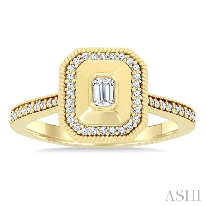 ASHI Emerald Shape Art Deco Diamond Fashion Ring 373W5PPFGYG-OC