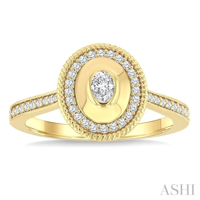 ASHI Oval Shape Art Deco Diamond Fashion Ring 373W5PPFGYG-OV