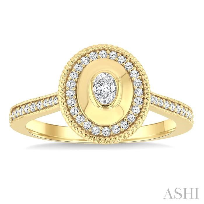 ASHI Oval Shape Art Deco Diamond Fashion Ring 373W5PPFGYG-OV