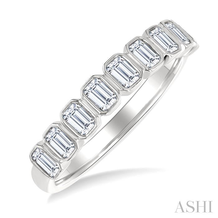 ASHI Emerald Shape North-South Bezel Set Diamond Fashion Band 374E2PPFGWG-OC