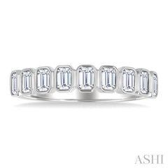 ASHI Emerald Shape North-South Bezel Set Diamond Fashion Band 374E2PPFGWG-OC