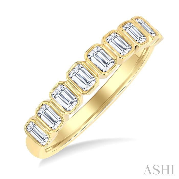 ASHI Emerald Shape North-South Bezel Set Diamond Fashion Band 374E2PPFGYG-OC