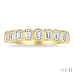 ASHI Emerald Shape North-South Bezel Set Diamond Fashion Band 374E2PPFGYG-OC